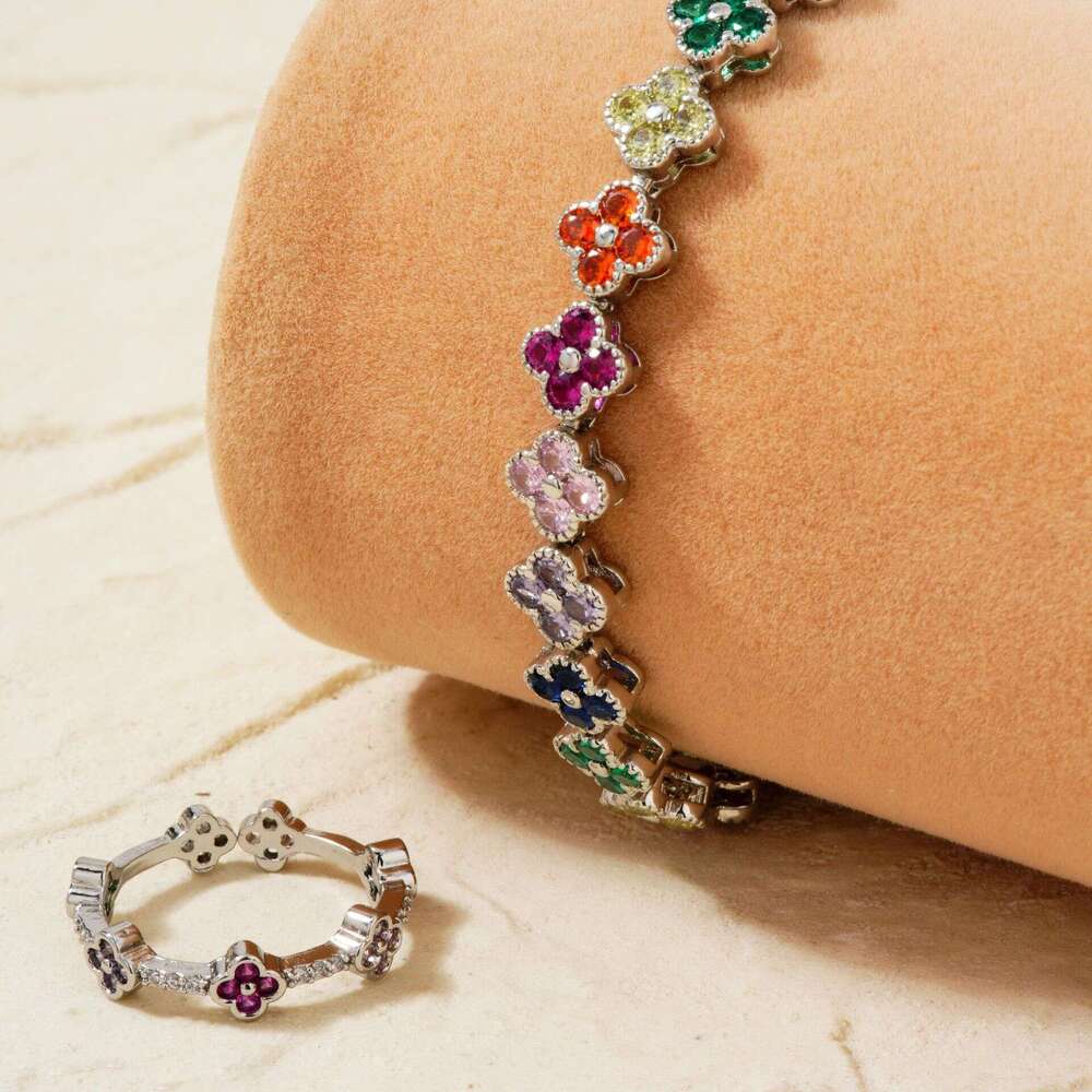 Clover Bracelet For Men and Women Designer jewelry 4/ Leaf Bracelets New luxury fashion retro high-end set with moissanite diamonds bracelet, ring and