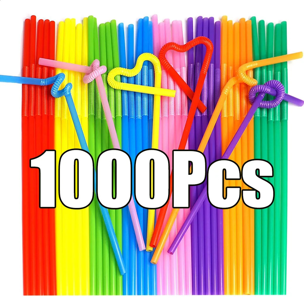50-1000Pcs Foldable Multicolor Drinking Straws Pajitas Plastique Beverage Straw For Party Bar Wedding Kitchen Home Accessories 250217