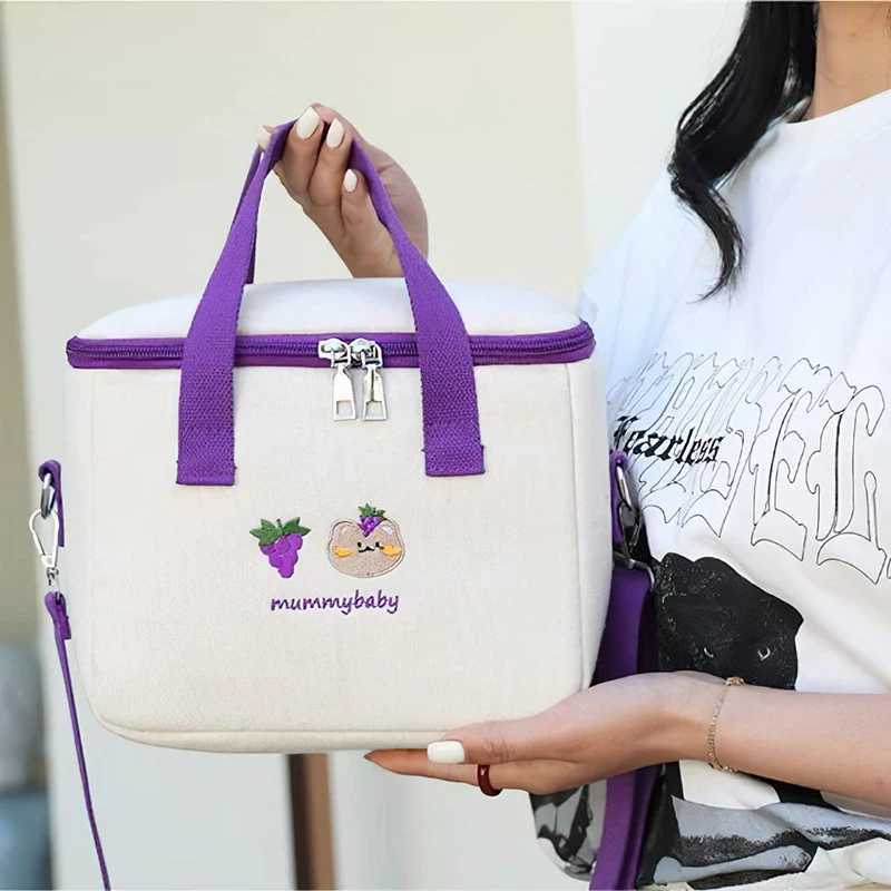 Small Mother Baby Bag Diaper Bags Waterproof Embroidery Thermal Insulation Mommy Bag Food Storage Bags Fashion Bento Bag X250220