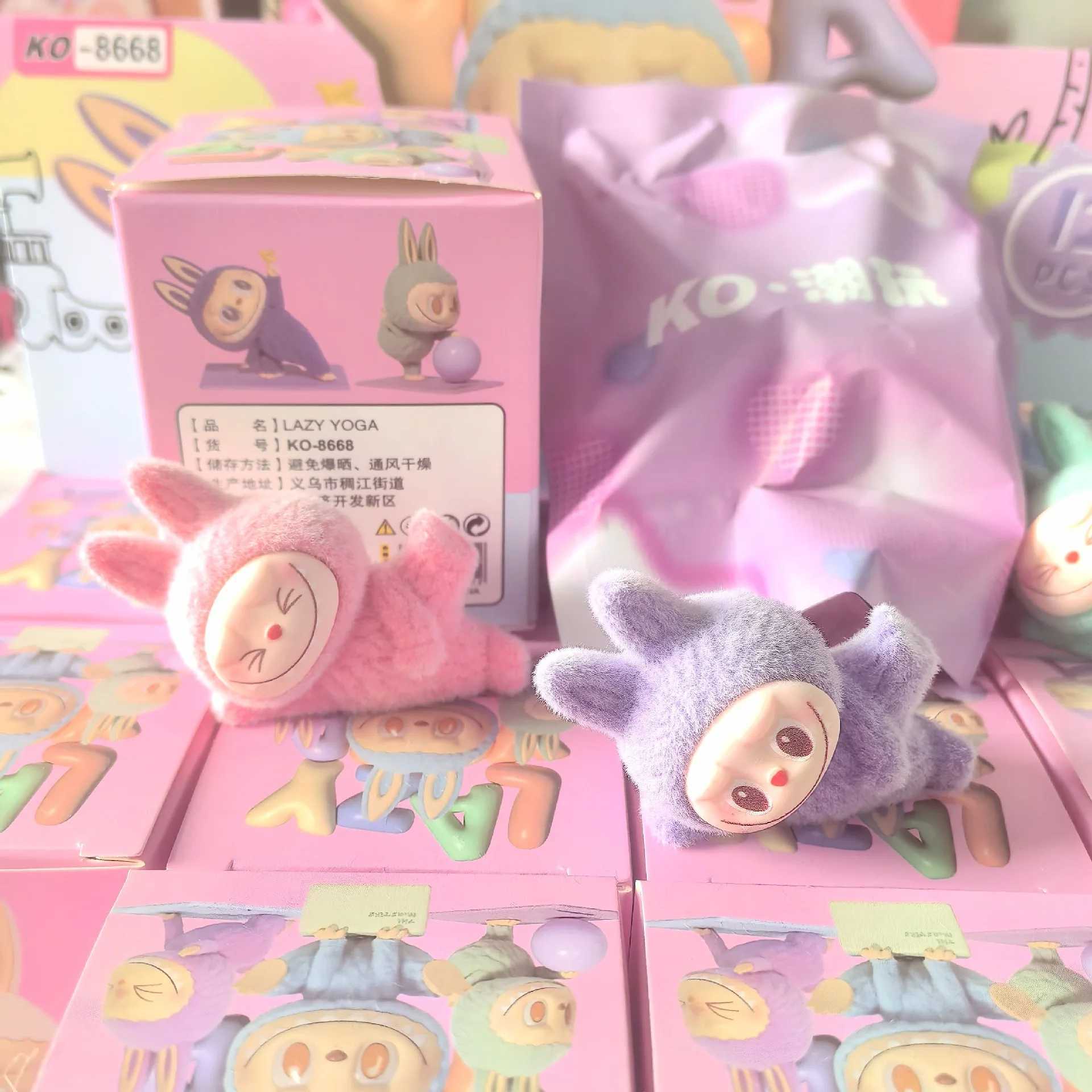 Plush Labubu Blind Box Mini Figure Lazy Yoga Series Cute Doll The Monster Creative Surprise Bag Desktop Mini Decor W250220
