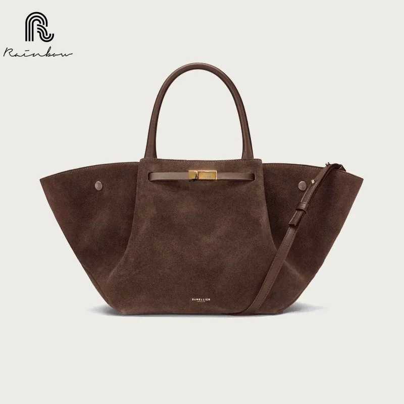 RAINBOW suede leather Large Capacity Brand Design Womens Shoulder Bag Luxury Solid High-end Shopping Fashion Ladies Handbag Z250220