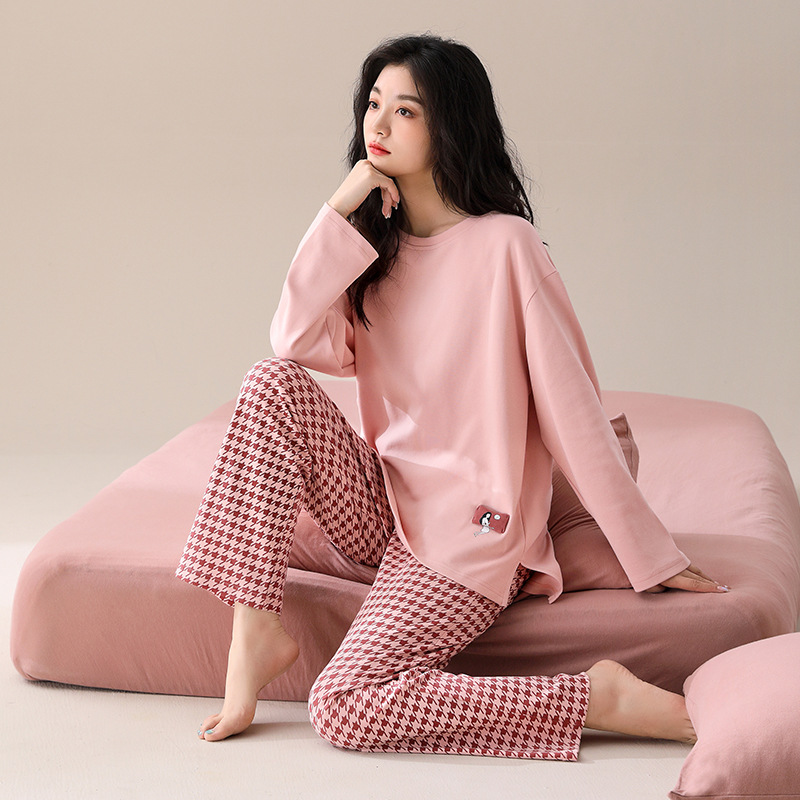 B710-Pajamas for women, spring and autumn style, pure cotton long sleeves, women's autumn new style, sweet thin style, casual home wear suit