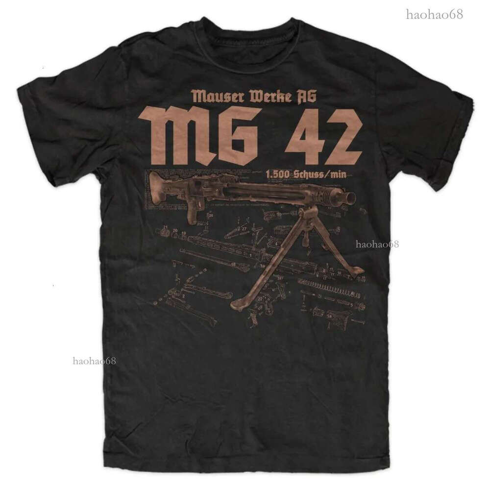 Men's T-Shirts Funny Wehrmacht MG42 Anatomy Printed T-Shirt. Summer Cotton Short Sleeve O-Neck Mens T Shirt S-3XL 230920