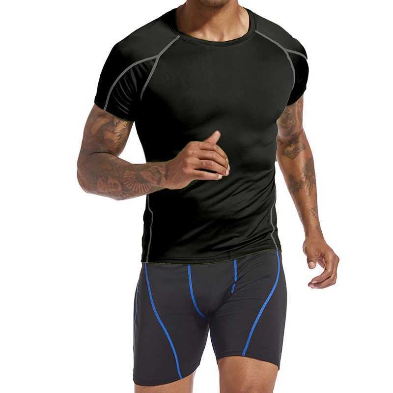 Summer Men Running T Shirt Sportswear Male Elastic T-shirt Gym Fitness Tops Tee Athletic Tights Sport Compression T Shirt Men W250220