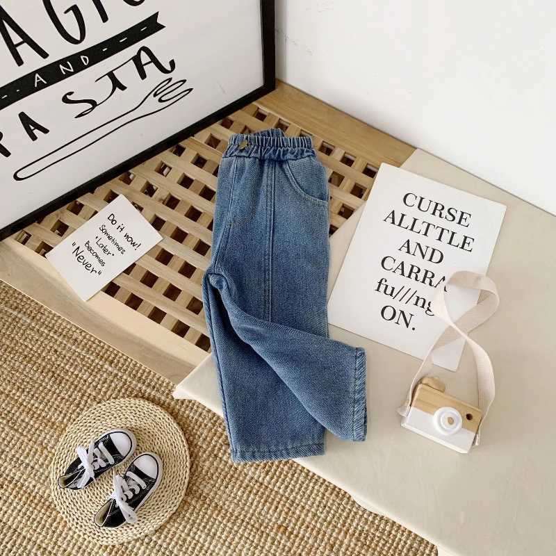 Childrens Plush Thickened Jeans Winter Pants Korean Boys Foreign Sle Warm Baby Casual Pants Toddler Girl Jeans Kids Outfit Z250220