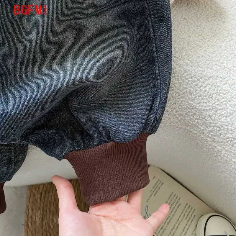 1-10 Y Childrens Velvet Jeans 2024 Korean Kids Autumn/Winter Plush Casual Baby Boys Pants Kids Boys Soft Thick Denirsm Trousers Z250220