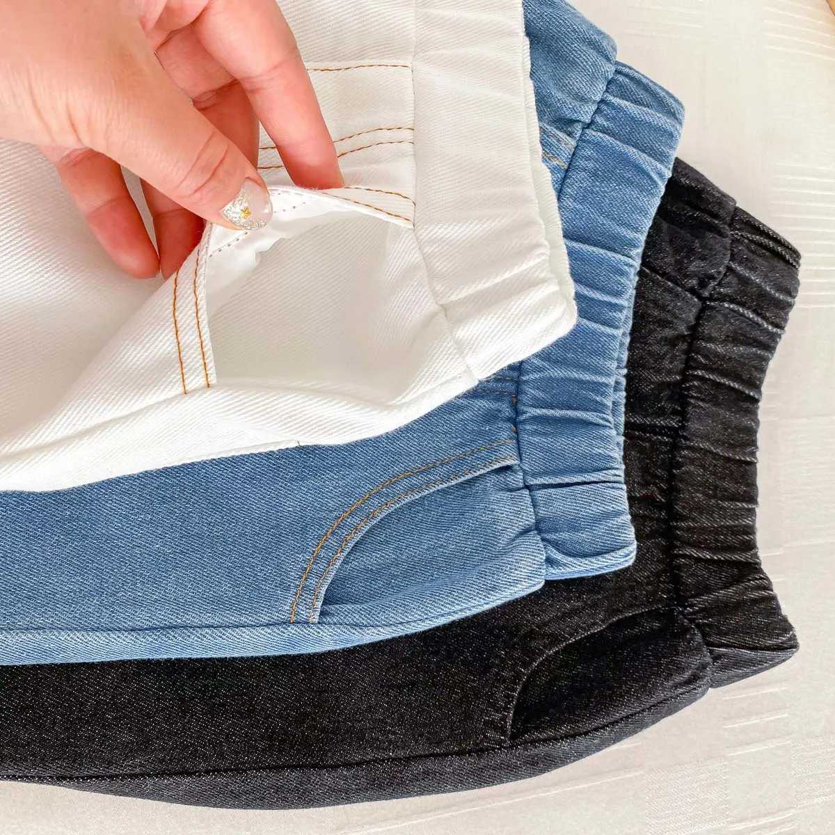 Spring Autumn Fashion Children Solid Jeans Girl Baby Retro Denim Casual Pants Boy Kid Pockets Cotton Trousers Toddler Dungarees Z250220
