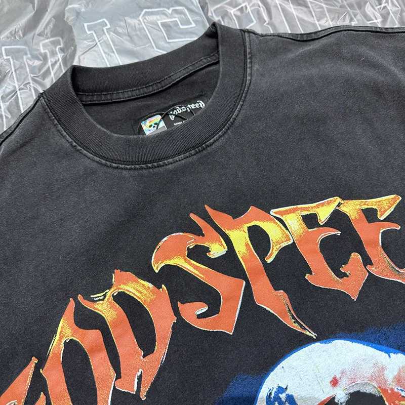 Men's T-Shirts Washed GOD SPEED Victory Skulls Drink Beer Print T-shirt Men Women High Quality Heavy Fabric Vintage Loose Godspeed Tops Tee z2502