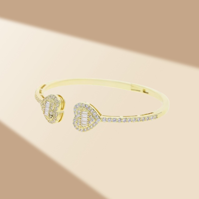 high quality dia plated gold jewelry women bangle heart shape cuff bracciale metal bracelet men adjustable classics wedding ornaments