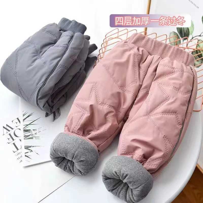 2024 Winter Warm Cashmere Childrens Baby Pants Boys and Girls Cotton Boys Z250220