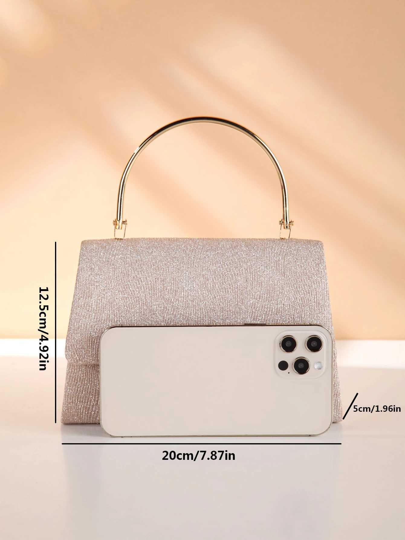 Glamorous Elegant Exquisite Stylish Luxury Shiny Mini Square Bag Ring Handle Flap Glitter Glamorous Evening Bag Z250220