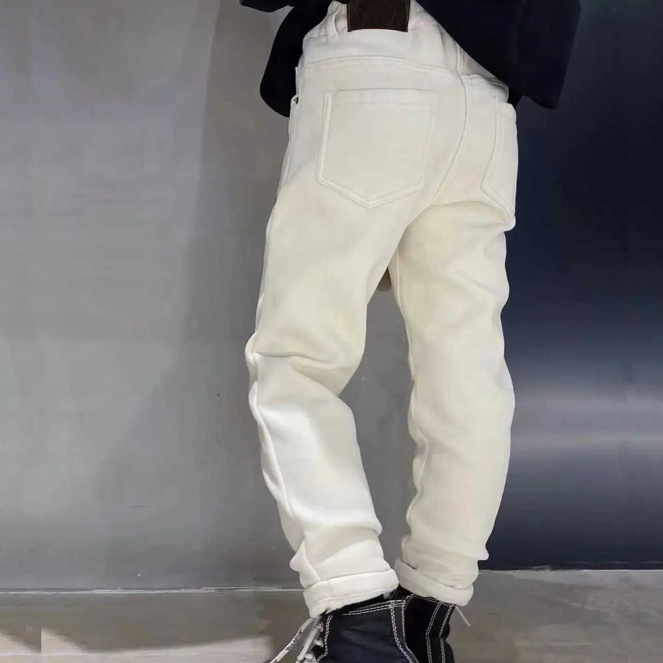 5154 thin apricot winter warm 5-12 years Kids Boys pants and fleece elastic waist boys clothing Z250220