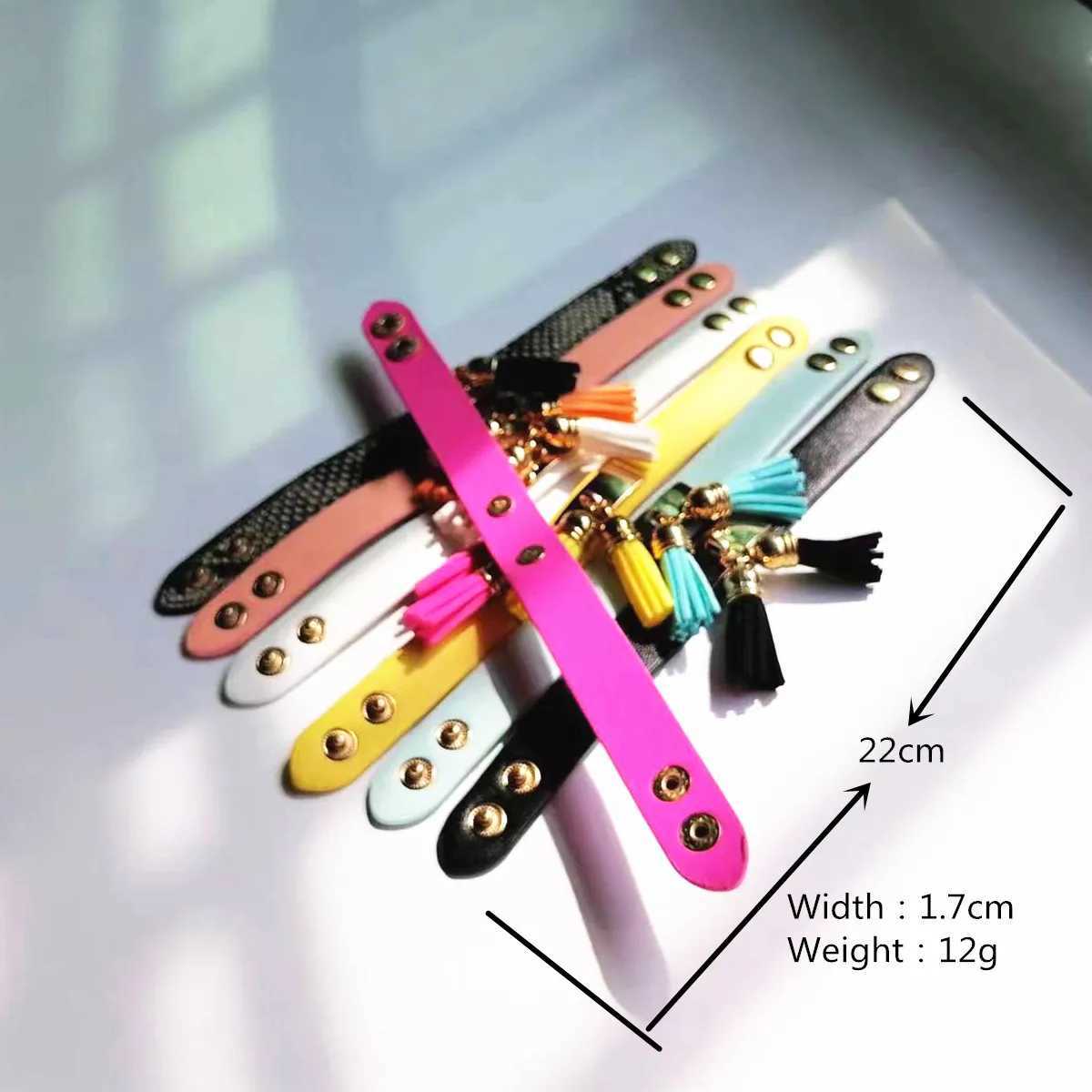 Charm Bracelets Fuxia Tassel Bracelets Neon Summer Bracelets Casual Black Leopard Bracelets Female Women PU Leather Bangle Wholesale Jewelry J250217 1