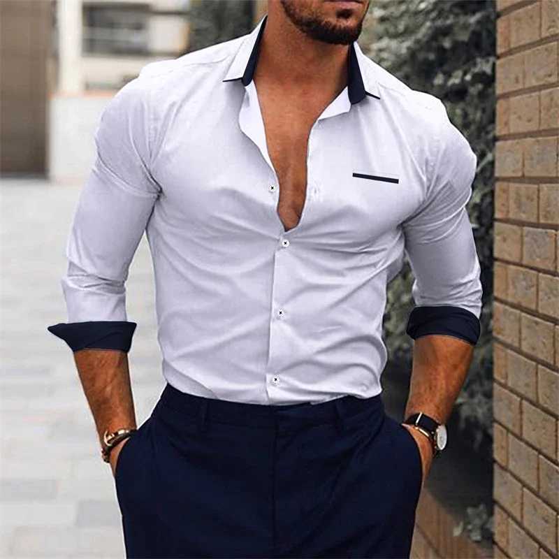 Mens shirt suit tribal print flag lapel black and white gray outdoor long sLeeved button up clothing designer casual soft W250220
