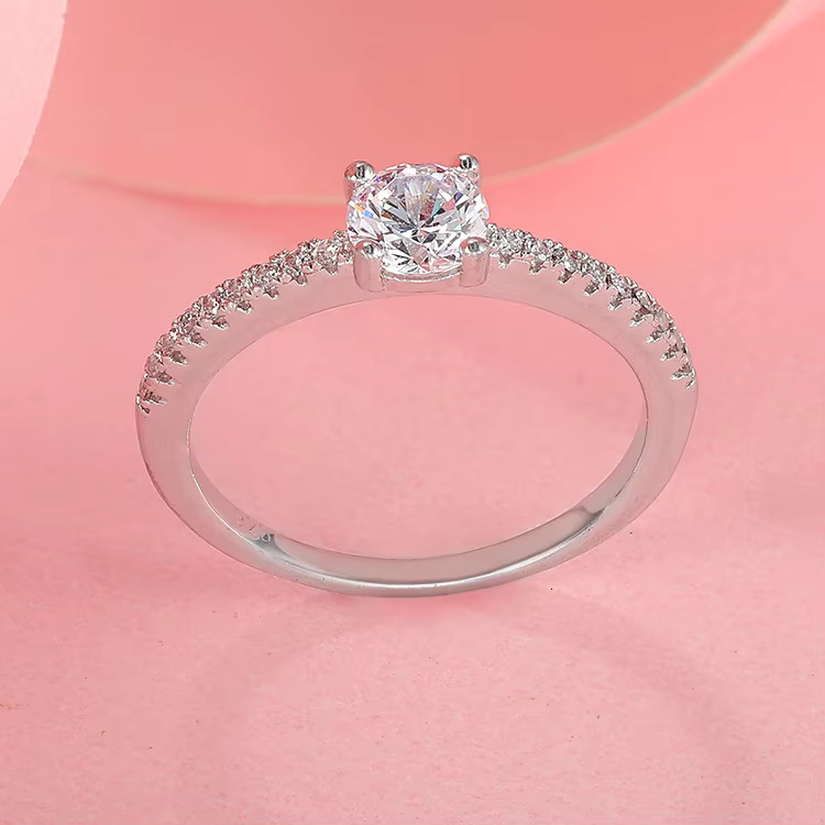 Sterg Sier Vintage Gemstone CZ Dia Engagement Wedding Ring Women