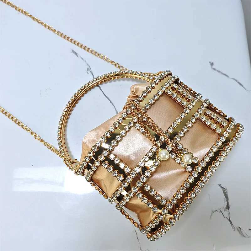 JIOMAY Bucket Bag Luxury Women Ladies Evening Wedding Purse Rhinestone Clutch Bag Luxury Designer Handbag Metal Bucket Tote Bag Z250220