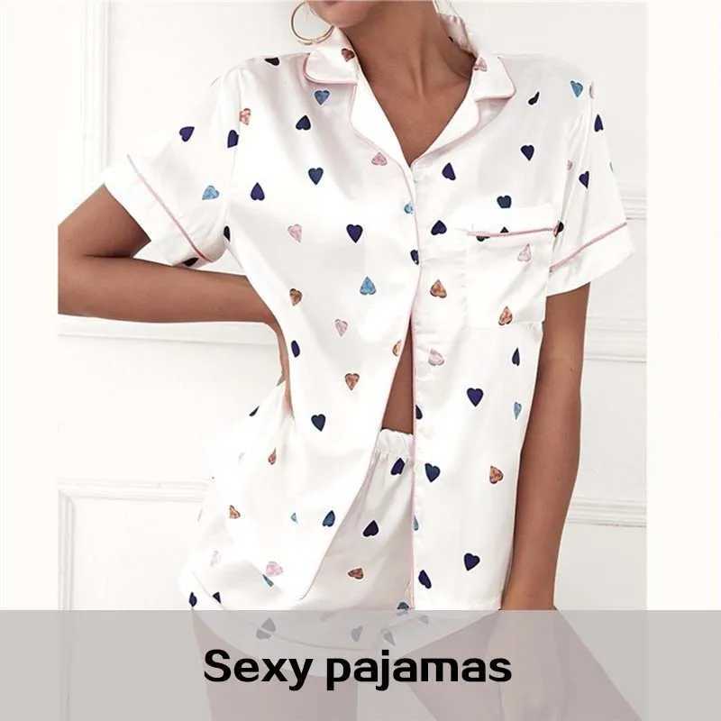 Women Two Piece Set Silk Satin Pajamas Home Suit Short Sve Shirtand Shorts Pajamas Set Satin Nightwear LoungewearXJ250220