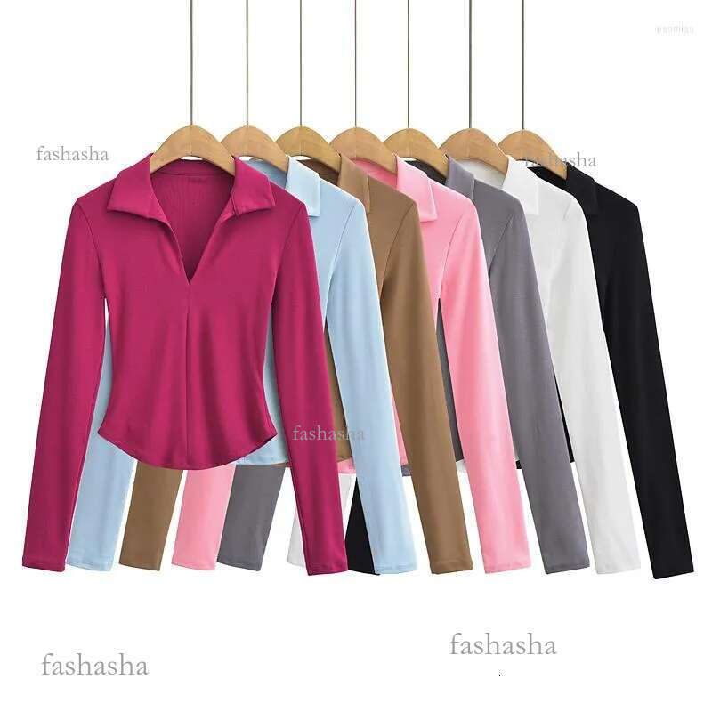 Womens T Shirts Sexy Crop Tops Women 2023 Summer Shirt White Long Sleeve Tees Korean Style Cropped Top Vintage V Neck Black Pink