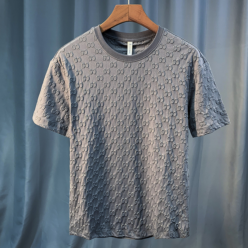 2025 White short-sleeved T-shirt men 2025 new fashion brand new summer trend all loose solid color top