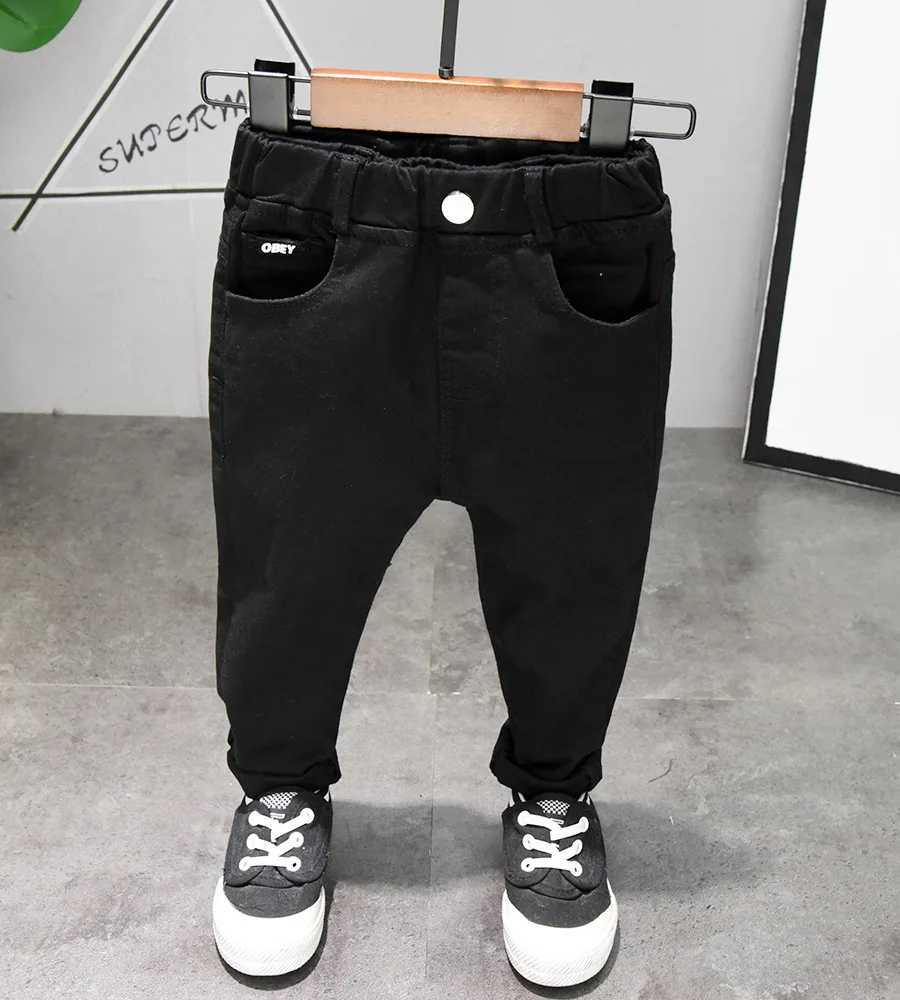 New Boys Jeans Edition White/Black Broken Cave Denim Trouser Jeans Childrens 2021 Baby Jeans Childrens Denim Street Clothing Z250220