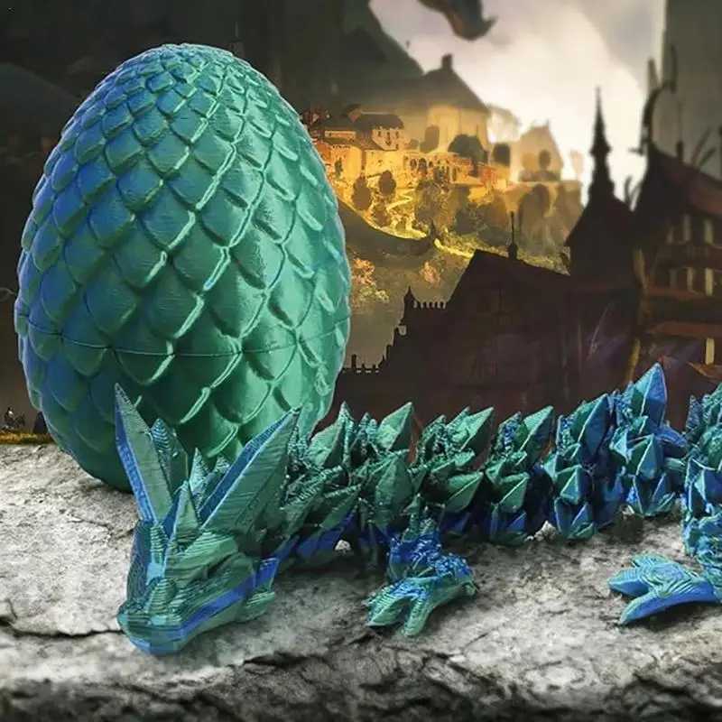 3D Printed in Full Articulated Crystal with Dragon Egg Home Office Decor Executive Desk Toys Free shipping