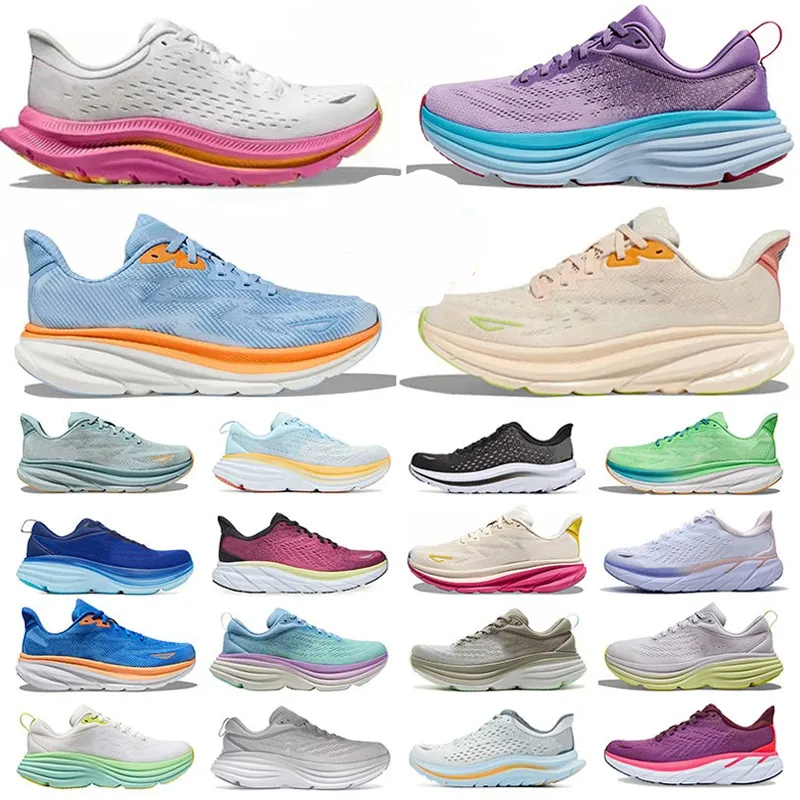 Kawana Pink Designer Shoes Bondi 8 One Clifton 8 Clifton 9 Womens Mens Trainers Black White Movement Ultra Free People Seaweed Sneakers Woman Man Big Size Us 12 13 47