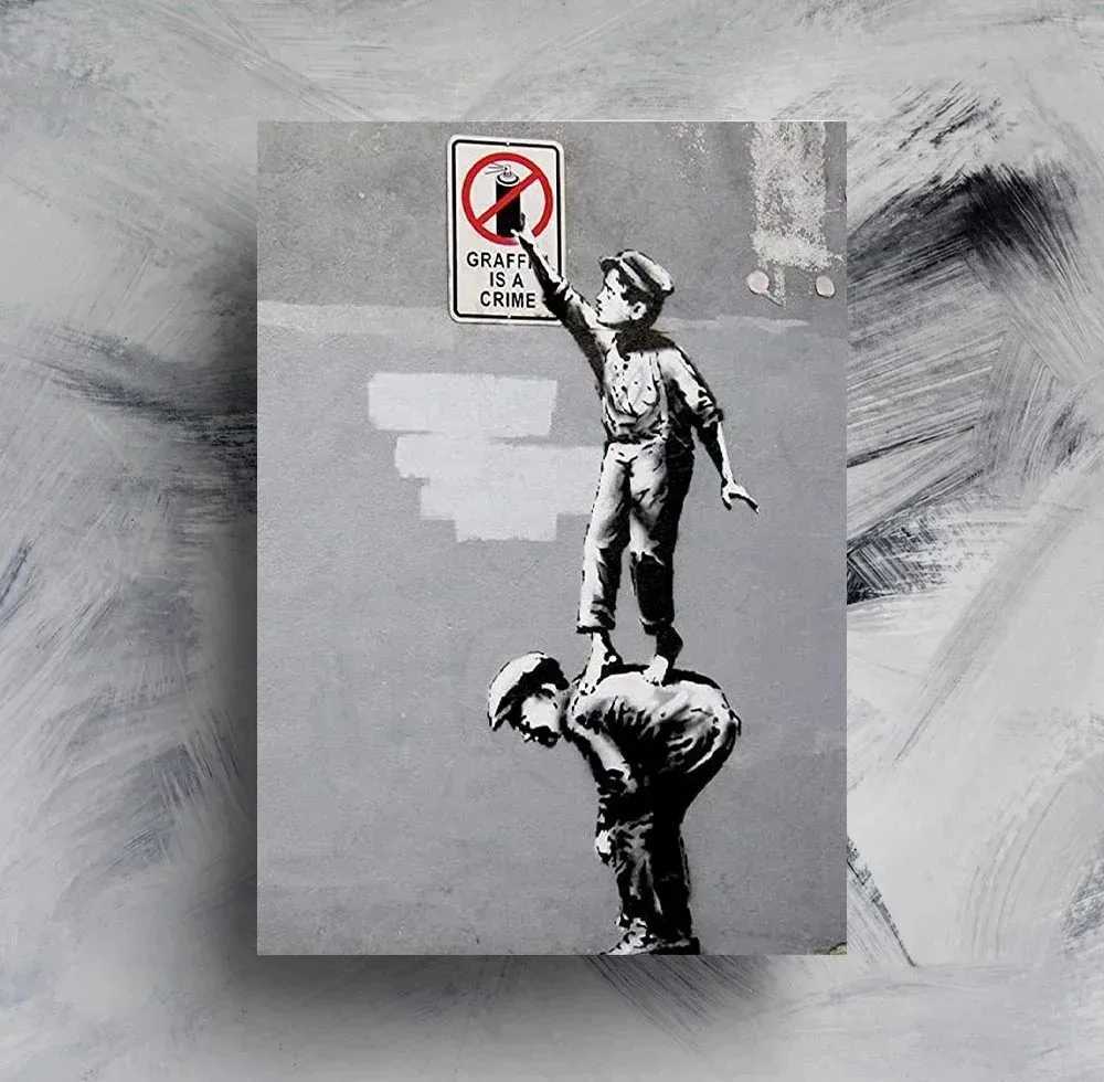 Banksy Graffiti Artwork Painting Girl with Red Balloon Poster Black White Poster Canvas Painting Abstract Wall He Decor Street Y250218