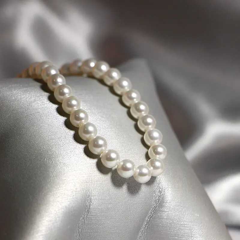 Elegant Silver 925 Jewelry Classic Temperature Wedding Necklace 4-10mm Shell Pearl Cream 925 Pure Silver ChainXJ250222