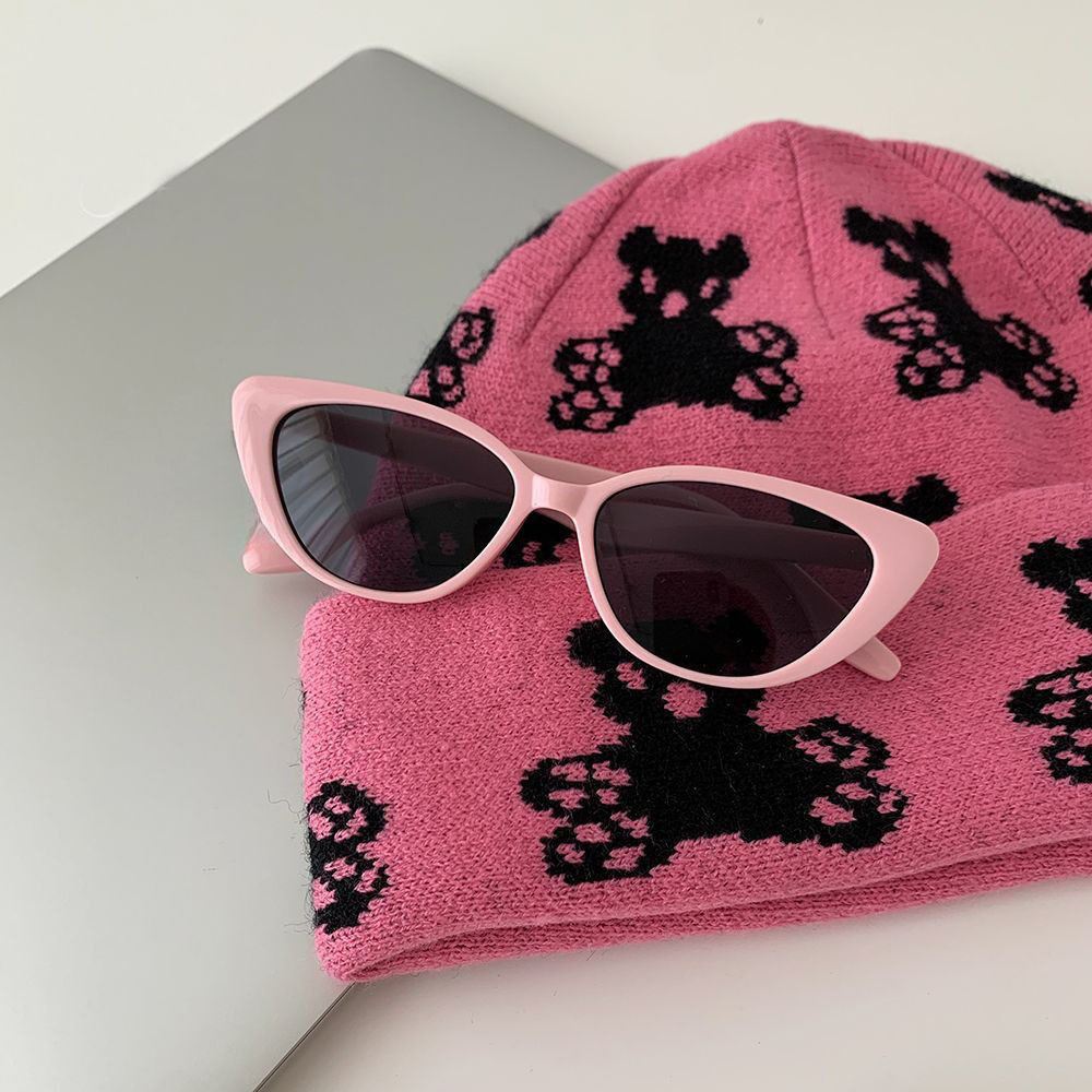 Pink cat eye sunglasses, women's brown summer style new sunglasses, men's sun protection, internet famous retro trendy fashion