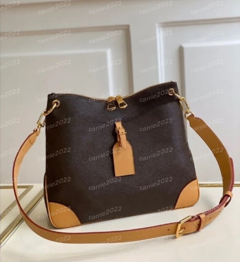 ODEON PM Double Zipped Designer Satchel Bag Odeon MM Shoulder Bags Large capacity Vintage Tote Damier Ebene Brown flower