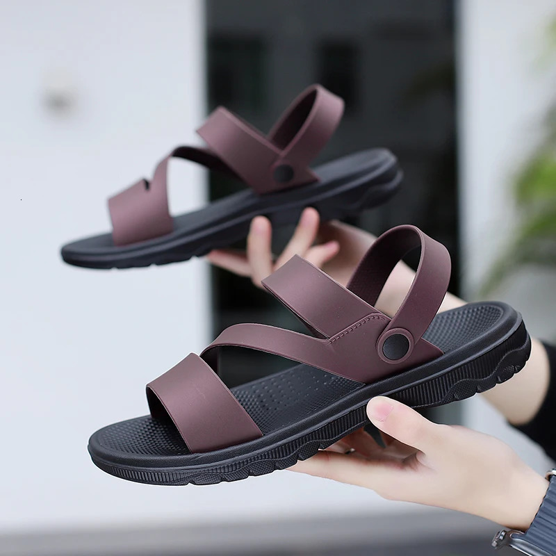 Summer Outdoor Casual Sandals for Men PU Leather Non-slip Breathable Roman Shoes Beach Flip-Flop Garden Shoes 250221