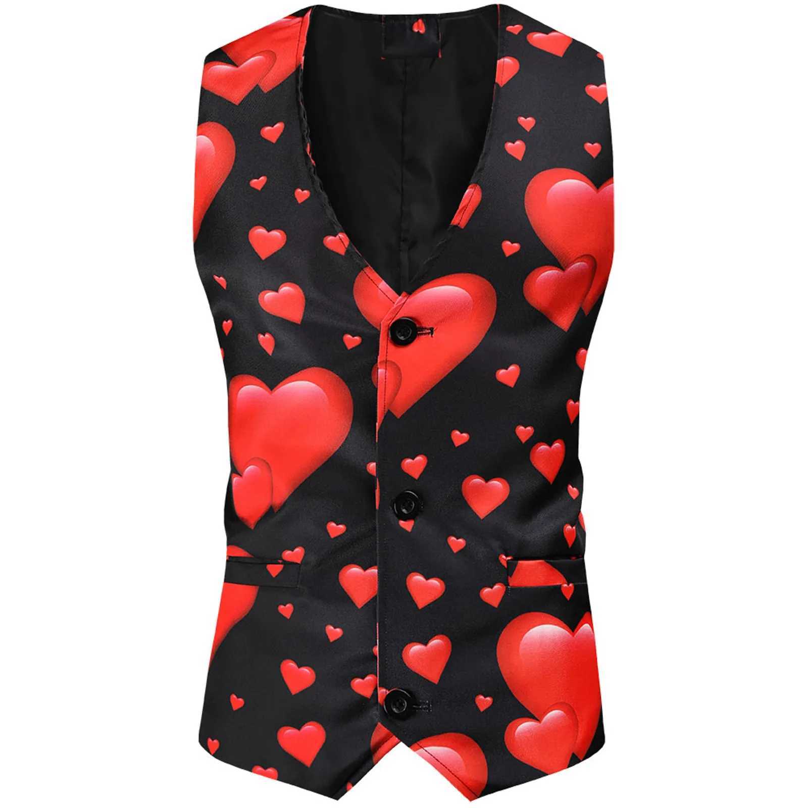 Valentines Gift Mens Fashion Suit Three-Piece Sets Party Coat 3d Heart Printed Coat Vest Pants Suit Slim Fit Blazer Jacket MenXJ250222