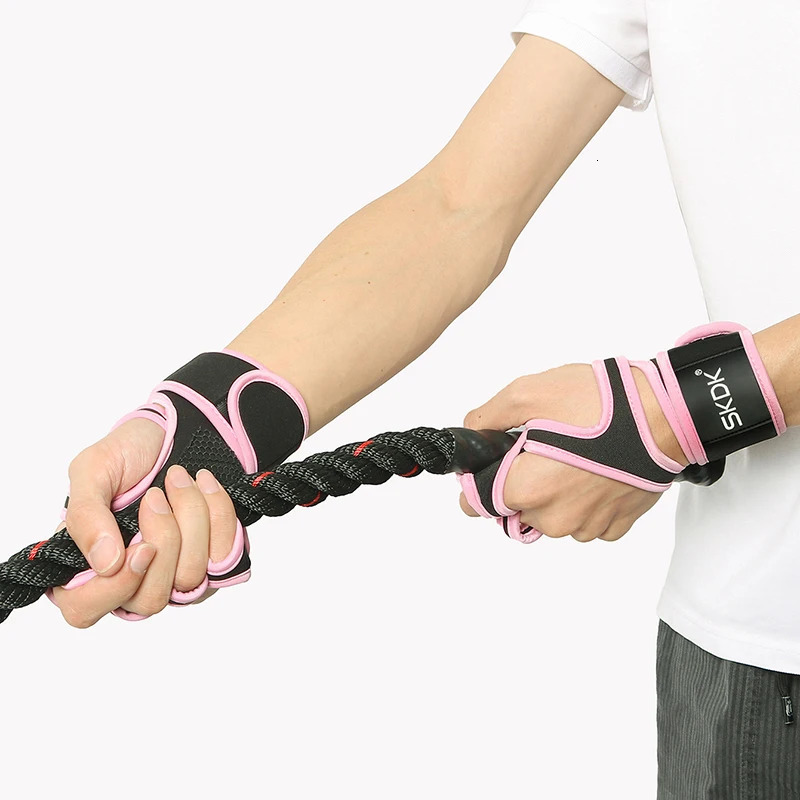 Workout Gloves With Wrist Wraps AntiSlip Silicone Palm Protection Weight Lifting Fitness Gym Pink Color For Women 250220