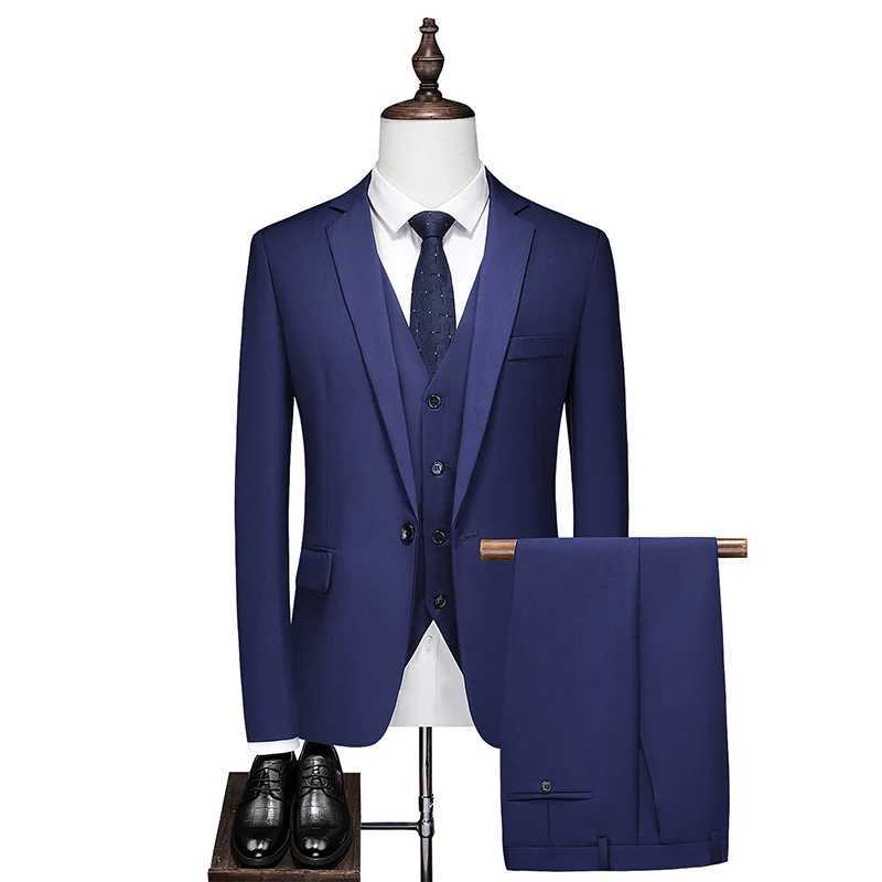 Luxury 3 piece Men Suits Single-Breasted Suits Jacket Formal Dress Men Suit Set Wedding Suits Groom Tuxedos (Jacket+Pants+Vest)XJ250222