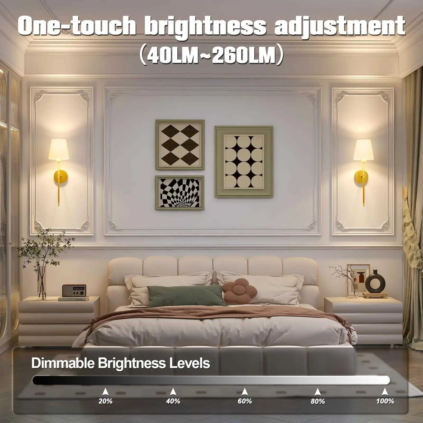 American 2 Packs Wall Lights Battery Operated Wall Sconces Gold Wireless Wall lamp with Remote RGB Colors Modes Rechargeable Z250220