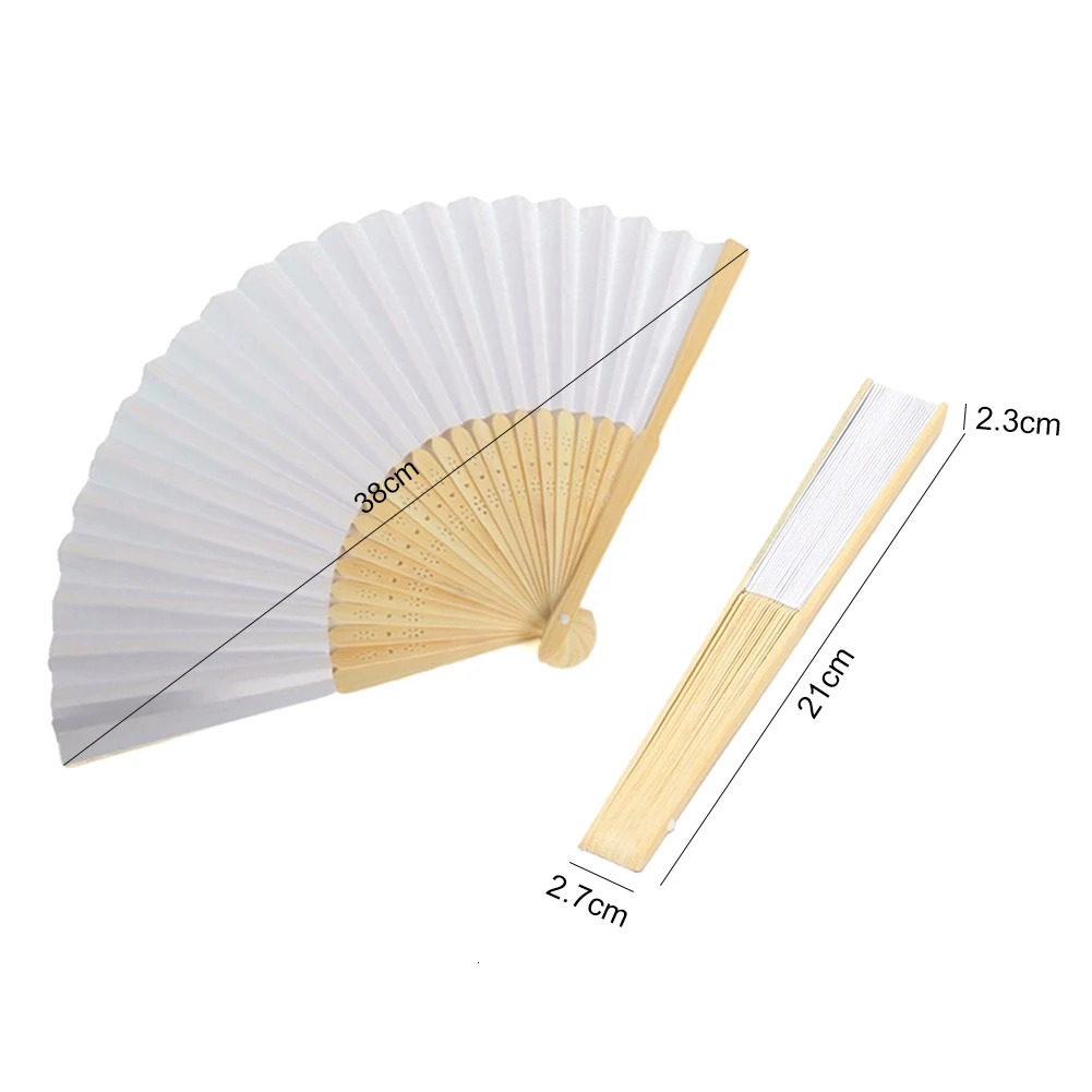 50PCS-1 DIY Paper Bamboo Folding Fan Calligraphy and Painting Practice for Adults and ren Blank White Folding Fan Wedding Gift 250218