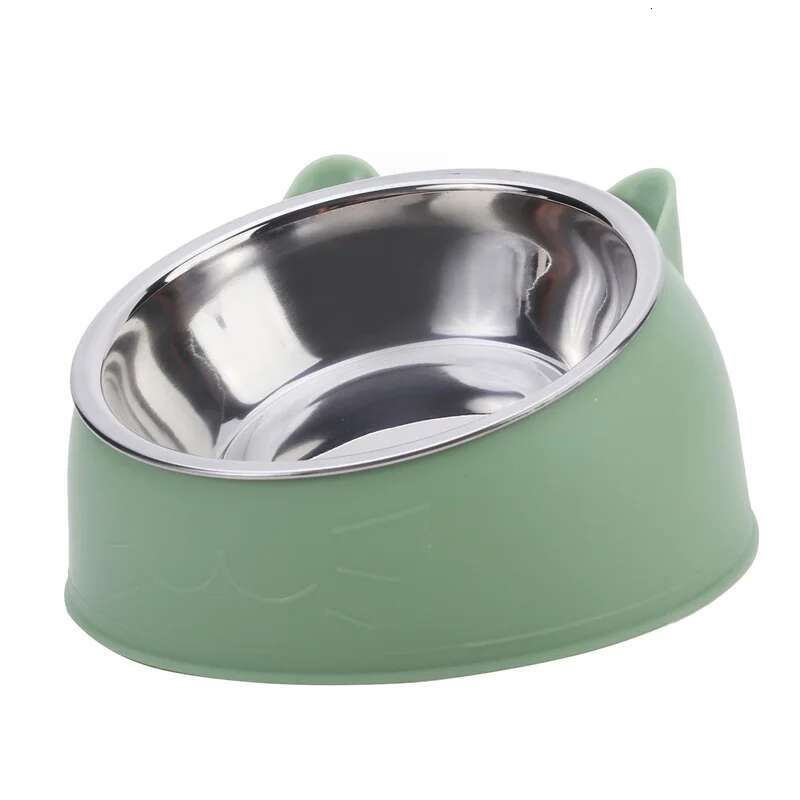 1pc Cat Bowl Lovely Creative Inced Kitten Puppy Food Feeding Bowls Stainless Steel Drinking Feeder Pet Dogs Cats Feeders