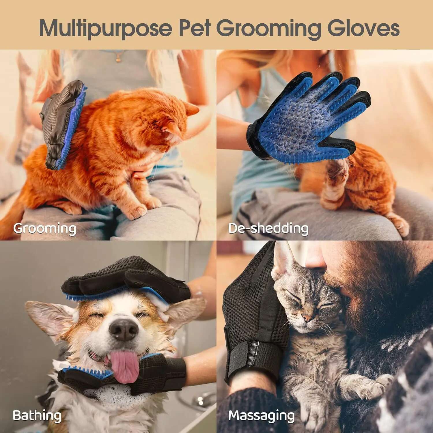 Glove Grooming Hair Deshedding Brush Clean For Animal Dog Horse Massage Combs Cat Pet Supplies Accessoies