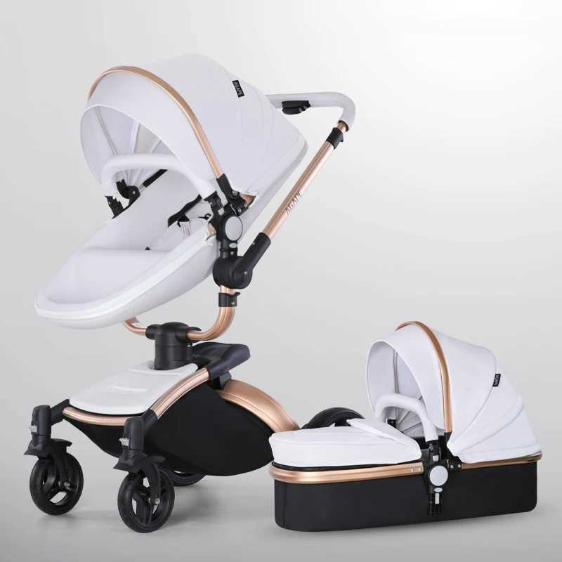 New high-quality baby stroller 3/2-in-1 baby Pram high landscape folding PU leather tenderwagen baby stroller baby strollerXJ250411