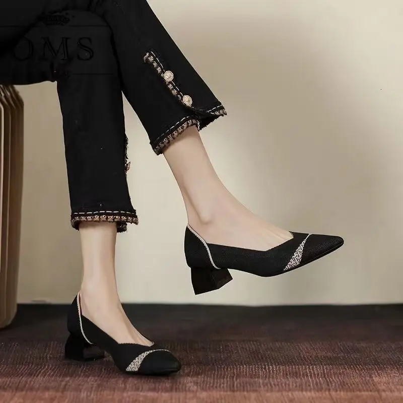 2025 Womens Shoes Fashion Pointed High Heel Elastic Knitted Breathable Latex Sweatabsorbing insole Non slip Rubber Sole Sh 250218