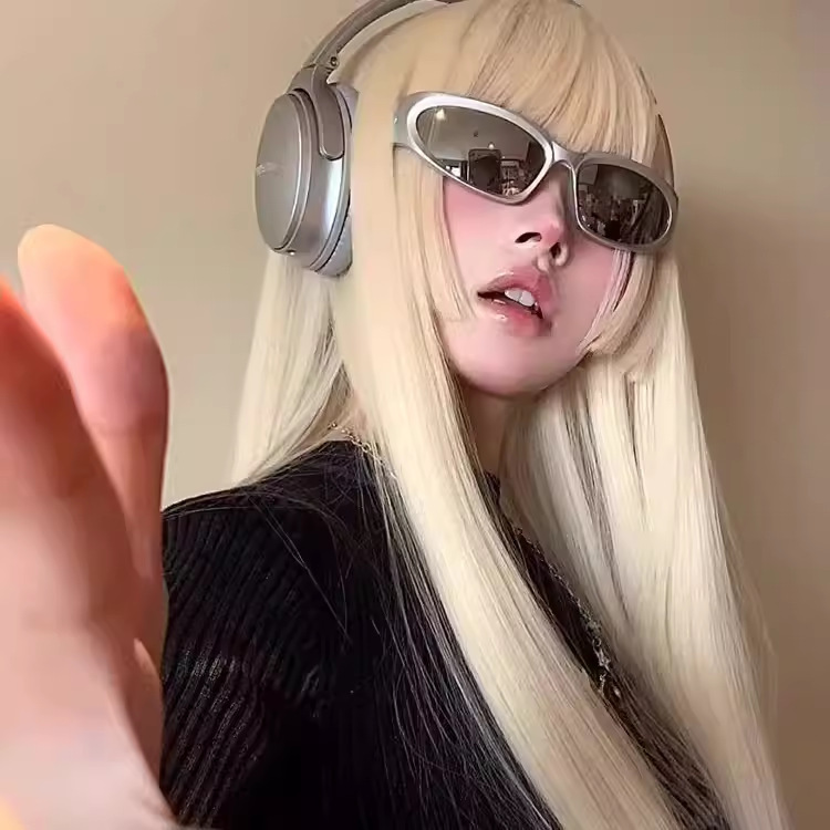 2025 new Y2k sunglasses for men and women, cyberpunk glasses, technological and high-end sunglasses, silver riding goggles