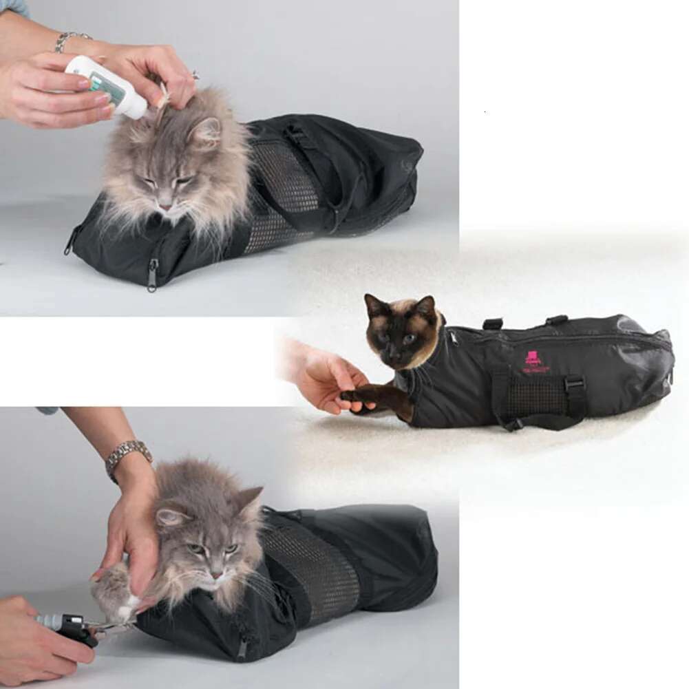 Mesh Cat Grooming Bathing Bag Oxford Cloth Washing Bags For Pet Nail Trimming Anti Scratch Cleaning Shower Bite Restraint