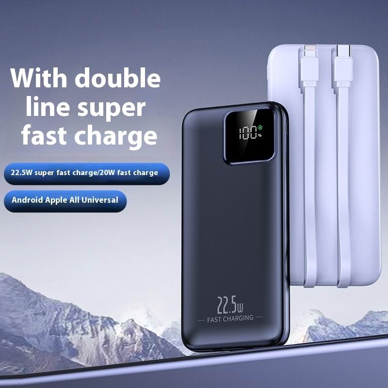 2025 Hot 30000mAh 22.5W Power Bank Super Fast Charging Powerbank Portable Mobile Power With 2 Wire for iPhone Samsung xiaomi