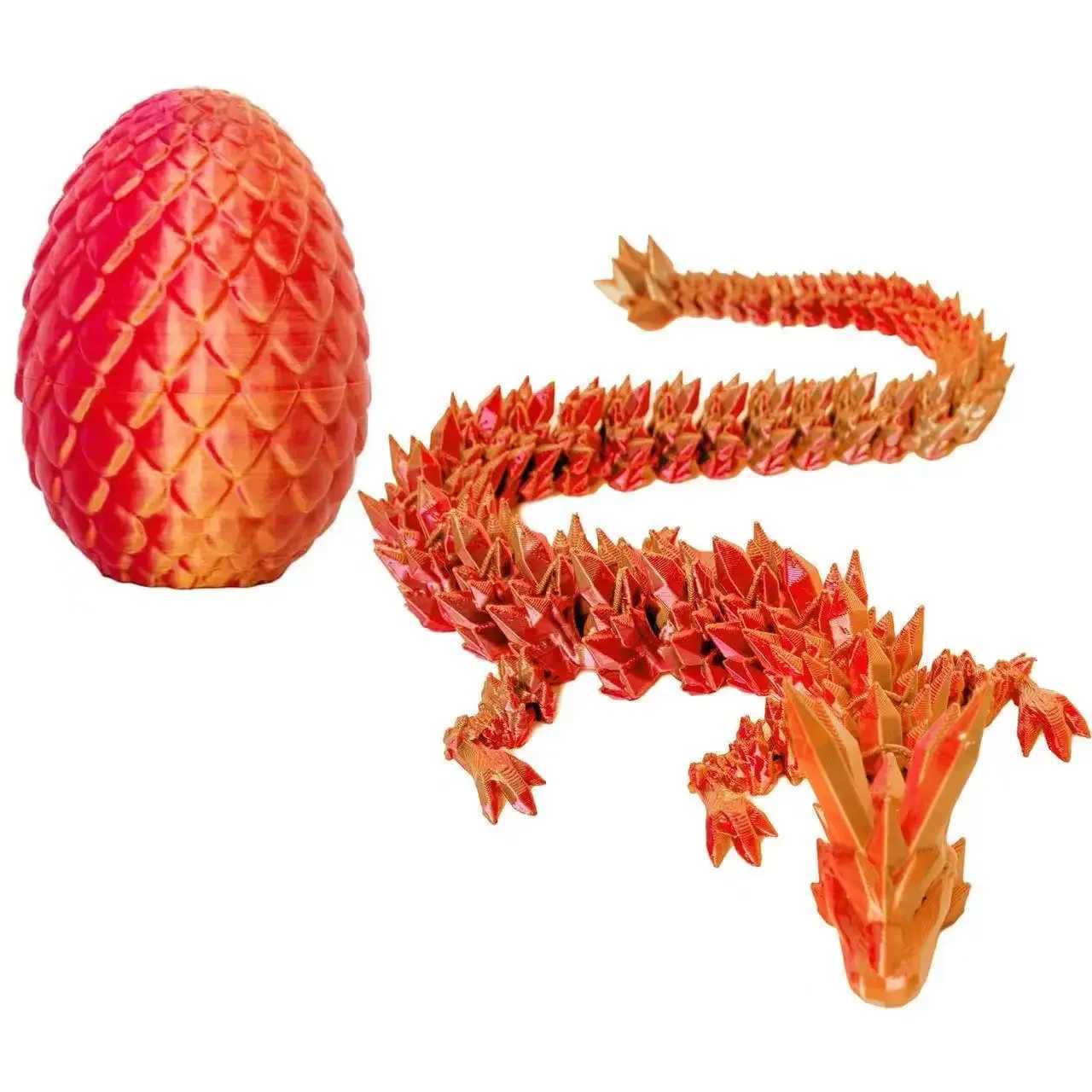 3d Printed Figurine With Eggs Gradient Crystal Articulated Flexible Movable Goint Ornaments 22cm Dragon Gifts Free shipping