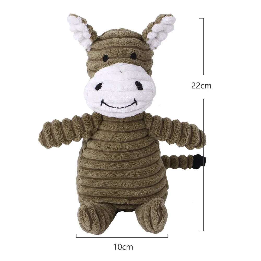 Plush Toy Animals Shape Bite Resistant Squeaky Corduroy Dog Toys for Small Large Dogs Puppy Pets Training Accessories