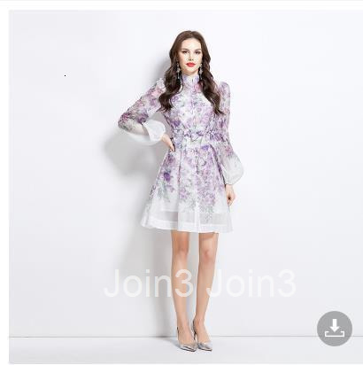 Spring/Summer Vacation New Watercolor Flower Printed Short Dress