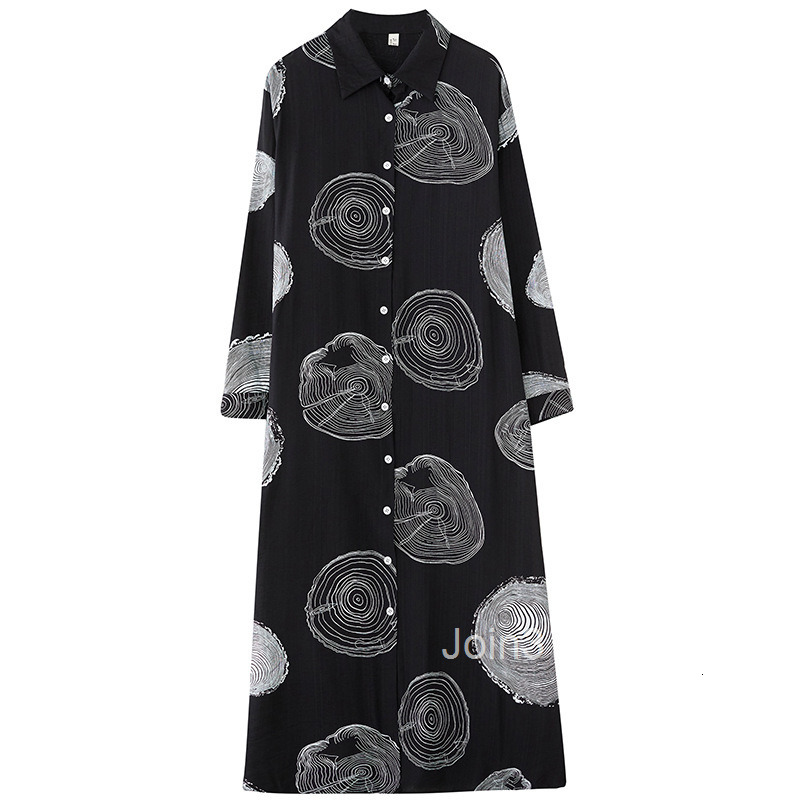 Spring and Autumn New Style Loose Art Fashion Printed Long Sleeve Dress Versatile Casual Shirt Dress