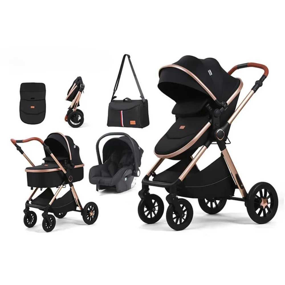 3-in-1 Multifunctional Baby Stroller Portable Detachable Baby Basket Sitting and Lying Baby Stroller High-view Child StrollerXJ250222