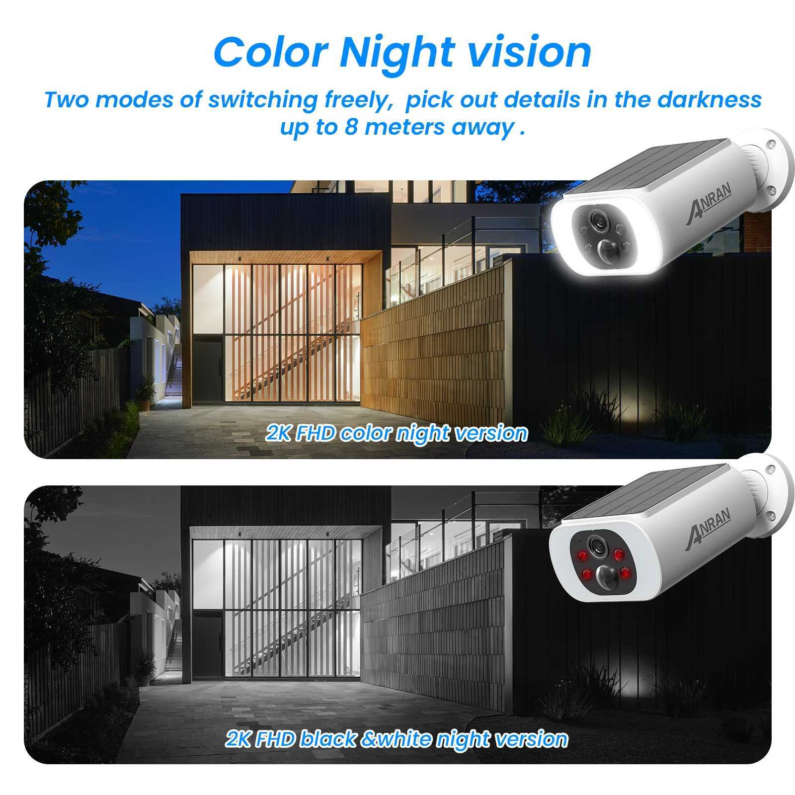 ANRAN Outdoor Solar Security Camera with Battery P 2.4G WIFI Camera Battery Cloud Storage Color Night Vision Cant Add NVR Z250222