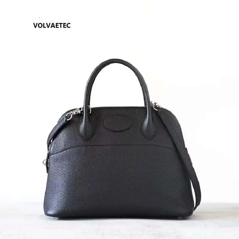 Half-Hand Sewn Steel Hardware Top Layer T Cowhide Bowg Large Shell Commuter Shoulder Bag Vintage Versatile